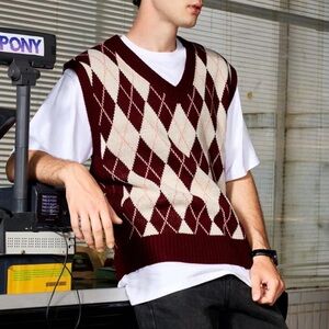 Shein Argyle Pattern Sweater Vest